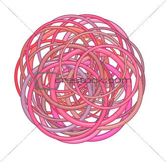 abstract glossy torus shape in pink red on white