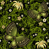 Spring green-gold seamless pattern