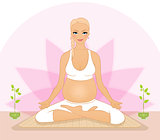 Pregnant woman doing yoga exercises