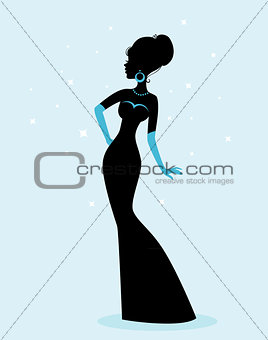 Woman silhouette in dress