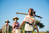 Group of Traditional Asian farmers 