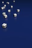 Dice on blue background