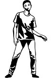 sketch of a young man in T-shirt and jeans