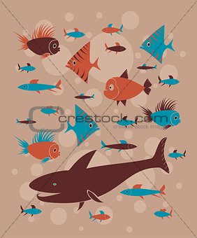 pattern with funny fishes