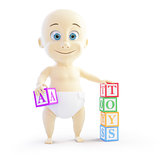 baby 3d alphabet blocks on a white background