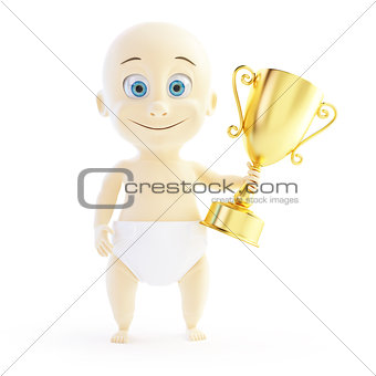 gold trophy cup 3d Illustrations on a white background
