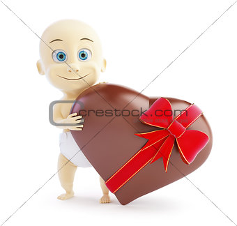 baby gift chocolate heart on a white background