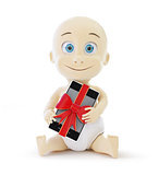 baby smart phone gift 3d Illustrations on a white background