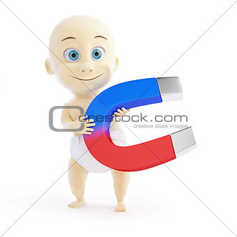 baby magnetic field 3d Illustrations on a white background