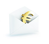 Salary mail euro on a white background