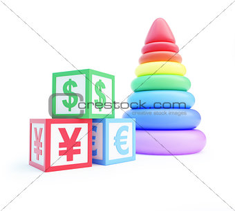 alphabet cube finance sign pyramid toy