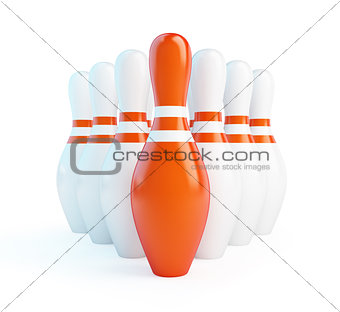 red skittles bowling on a white background