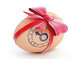 easter egg boy gift with bow on a white background