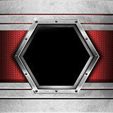 Red and Metal Background with Hexagon