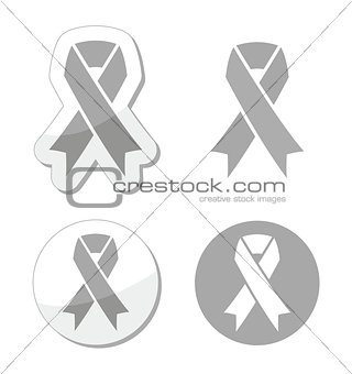 Silver ribbon - children with disabilities, Parkinson's disease awereness sign