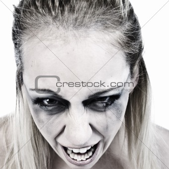 Studio portrait of a scary young blond woman 