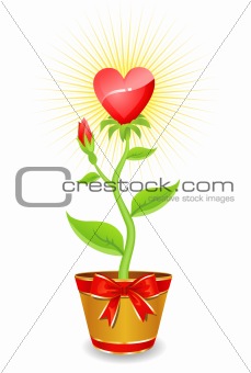 flower heart / grows with love together / vector