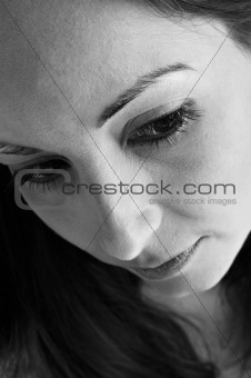Black and white woman in thoughts