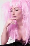 Thinking with pink wig