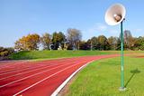 Racetrack for runners, with speaker
