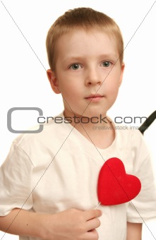 Sight of the boy which in hands red heart