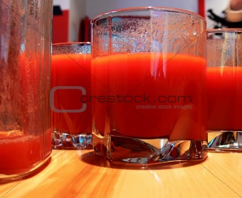Glasses of tomato juice