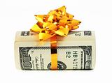 Money roll wrapped in a golden ribbon 2