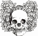 Floral grunge vector skull illustration