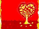 Valentines Day background with tree and hearts