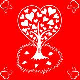 Valentines Day background with tree and hearts