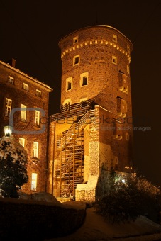 Sandomierz Tower at night