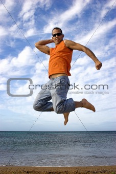 Young active man making a big jump