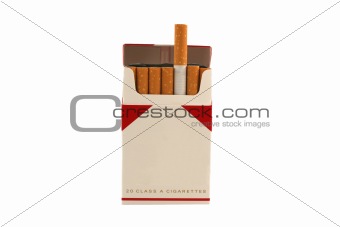 Isolated Pack of Cigarettes on a white background