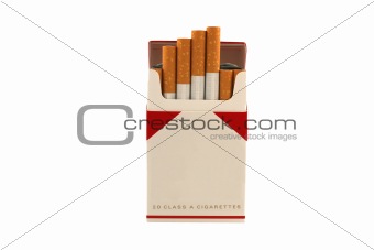 Isolated Pack of Cigarettes on a white background