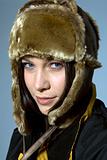 Woman in bomber hat
