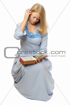 Girl ireading old book