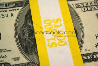 Banded one hundred dollar bills