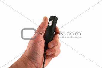 Hand with remote shutter switch