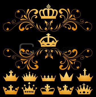 Vector illustration of different crowns 
