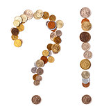 question and exclamation marks from coins