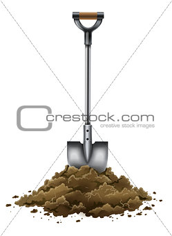 shovel tool for gardening work in ground isolated on white
