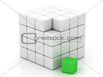 cube white assembling from blocks