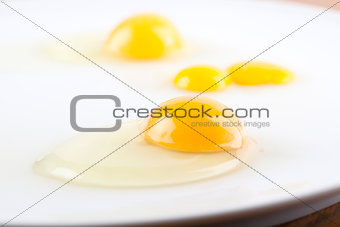 Cracked chicken and quail eggs