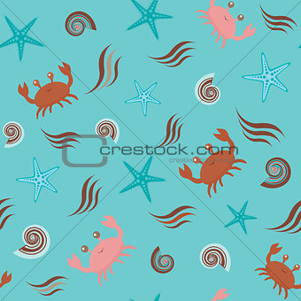 Seamless pattern with crabs