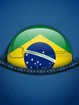 Brazil Flag Button in Jeans Pocket