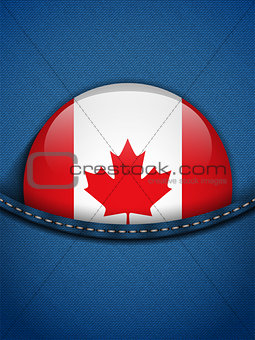 Canada Flag Button in Jeans Pocket