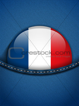 France Flag Button in Jeans Pocket
