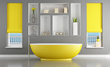 Contemporary bathroom with yellow bathtub