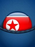 North Korea Flag Button in Jeans Pocket