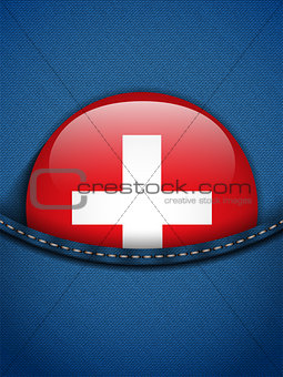 Switzerland Flag Button in Jeans Pocket